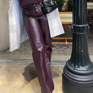 Express Patent Faux Leather High Waist Straight Leg Pant